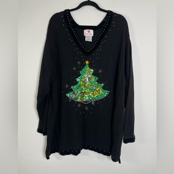 Womens Christmas Sweater Beaded Sequin Size 3X Holiday Festive - Picture 1 of 7